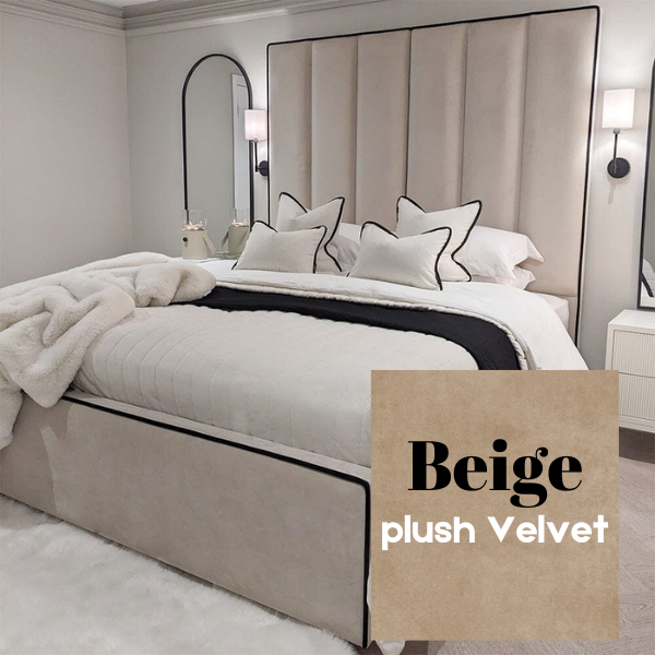 Hugo Luxury Panelled Bed With Contrast Black Piping