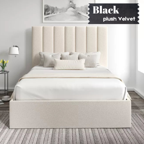 Santorini Boucle Ivory Upholstered Bed Frame