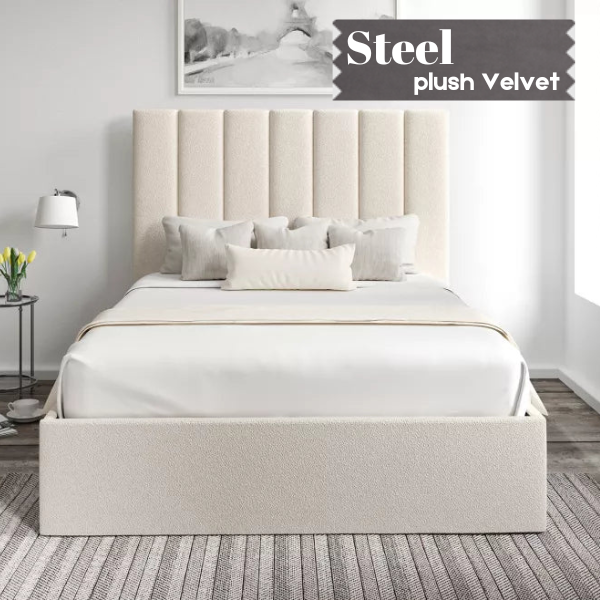 Santorini Boucle Ivory Upholstered Bed Frame