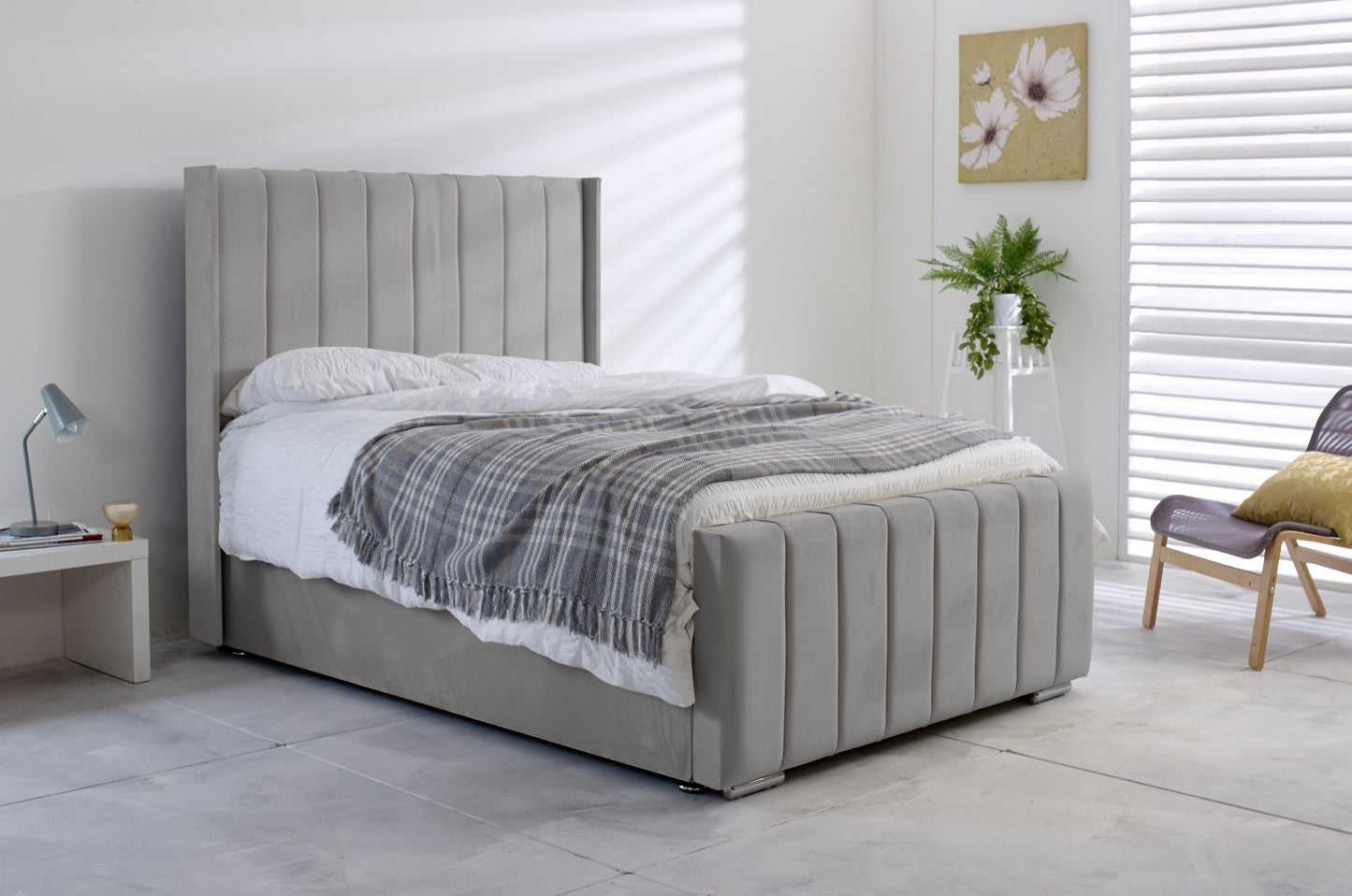 London Ottoman Bed Frame in Grey by Rustic Charm Interiors