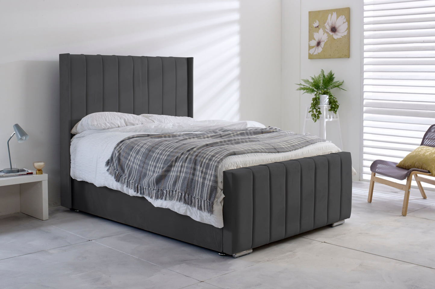 Steel Fruto Velvet Bed Frame - Rustic Charm Interior