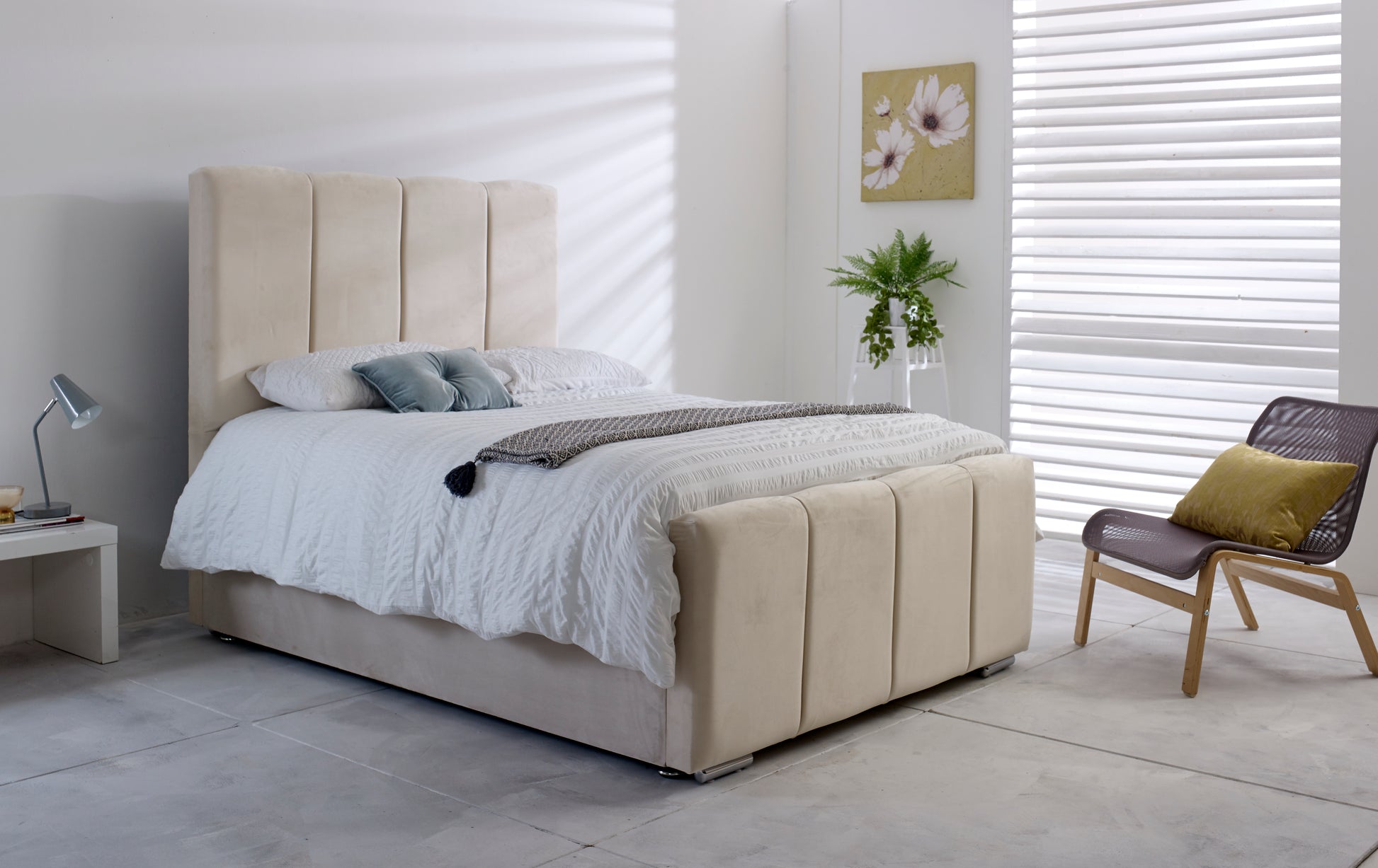 Paris Ottoman Cream Double Bed - Beds Birmingham