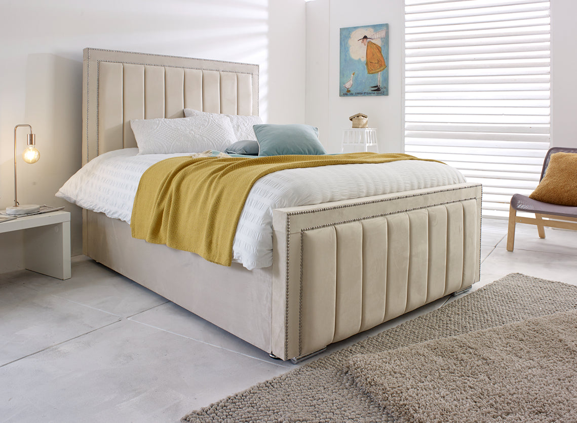 New York Cream Ottoman Bed - Birmingham Beds