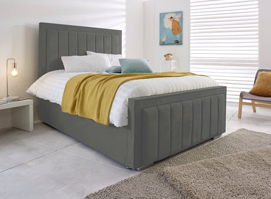 New York Grey Ottoman Bed - Birmingham Beds