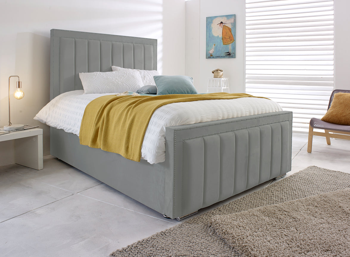 New York Ottoman Bed Frame in Grey by Rustic Charm Interiors