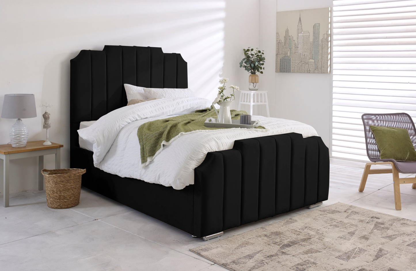 Hong Kong Blue Ottoman Bed Frame King - Furniture in Birmingham