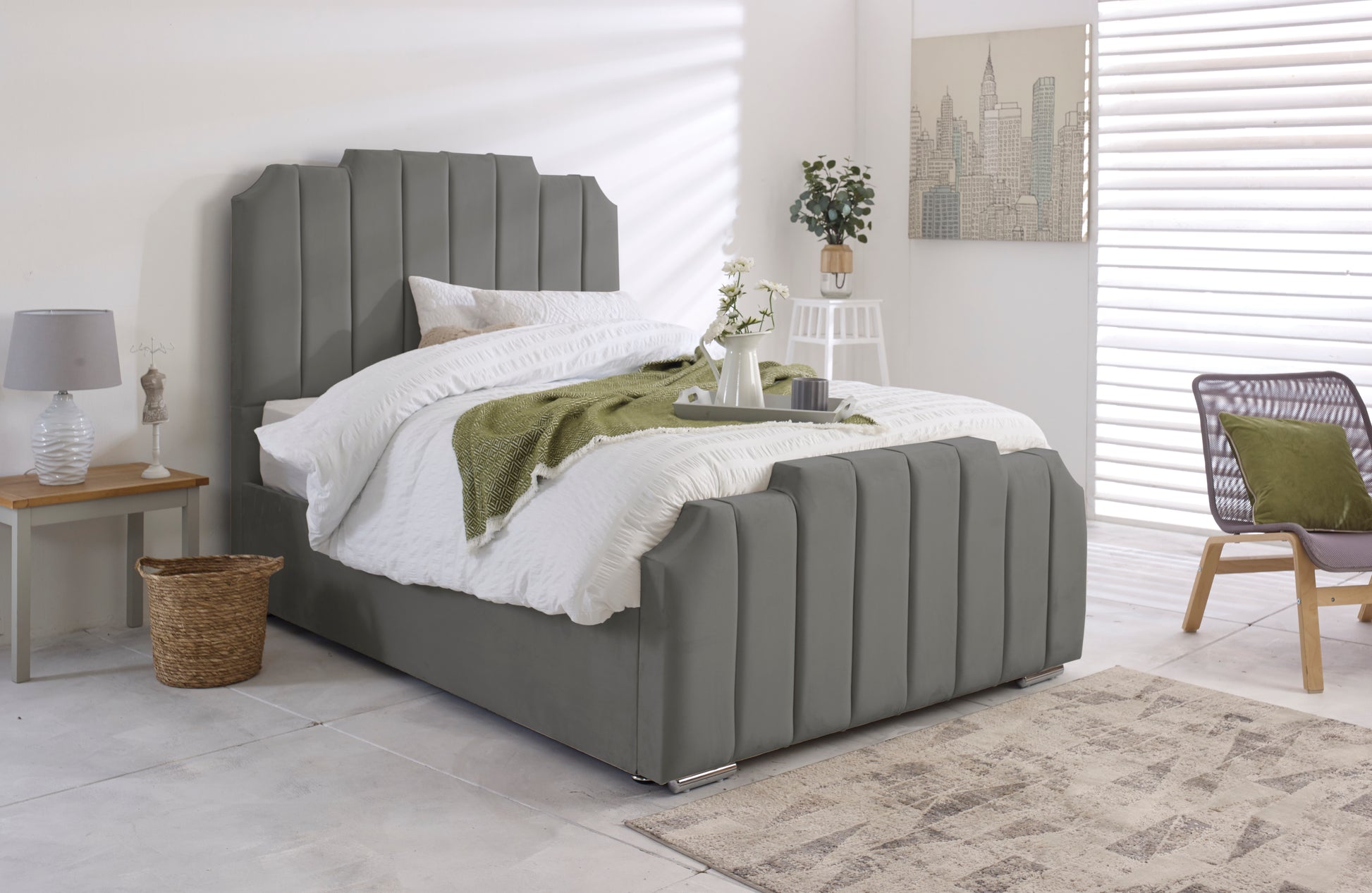 Hong Kong Blue Ottoman Bed Frame King - Furniture in Birmingham