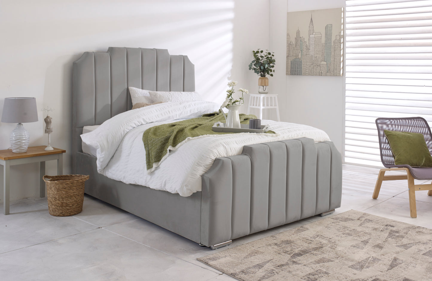 Hong Kong Ottoman Bed Frame in Grey by Rustic Charm Interiors