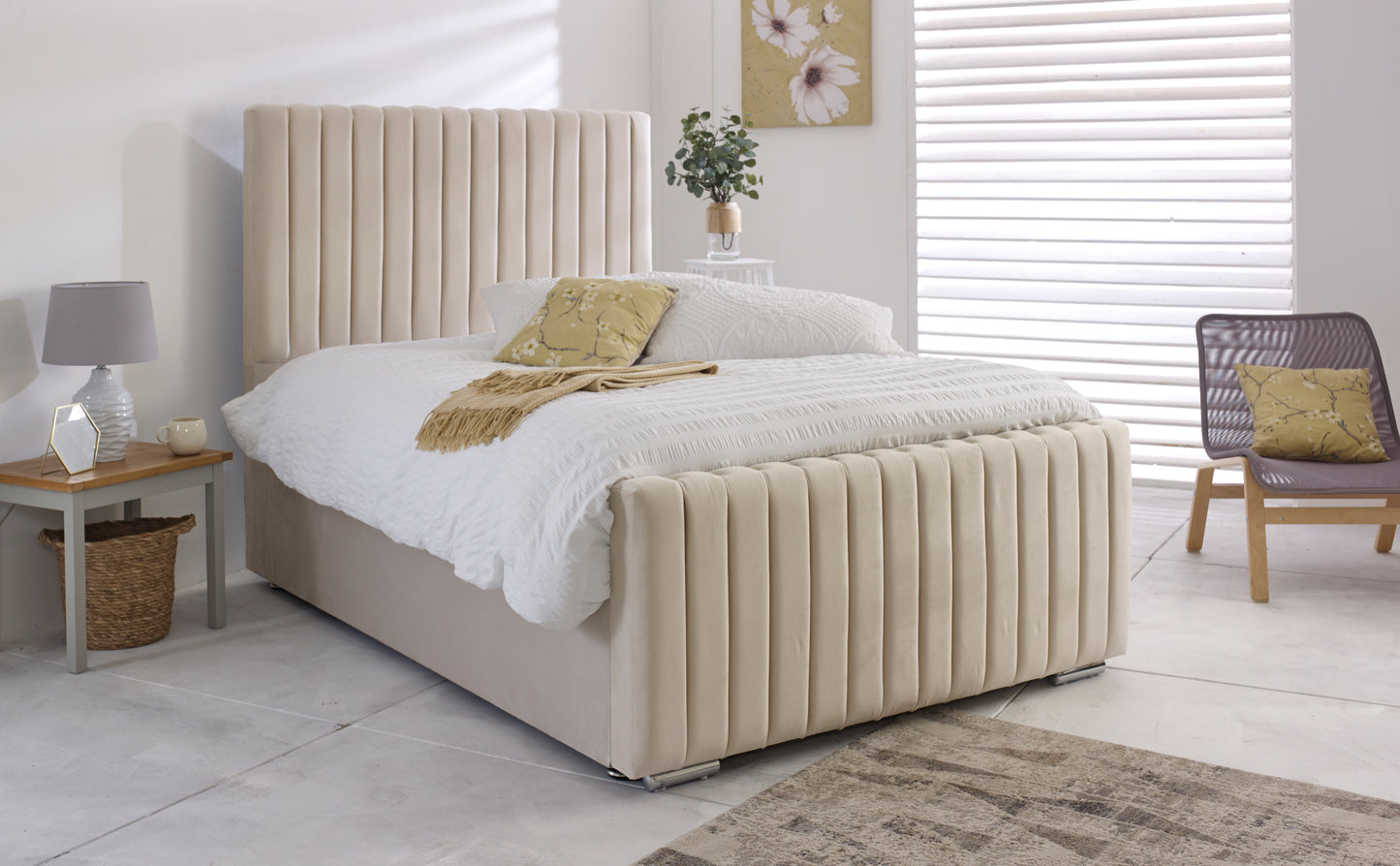 Manchester Ottoman Bed Frame in Cream by Rustic Charm Interiors