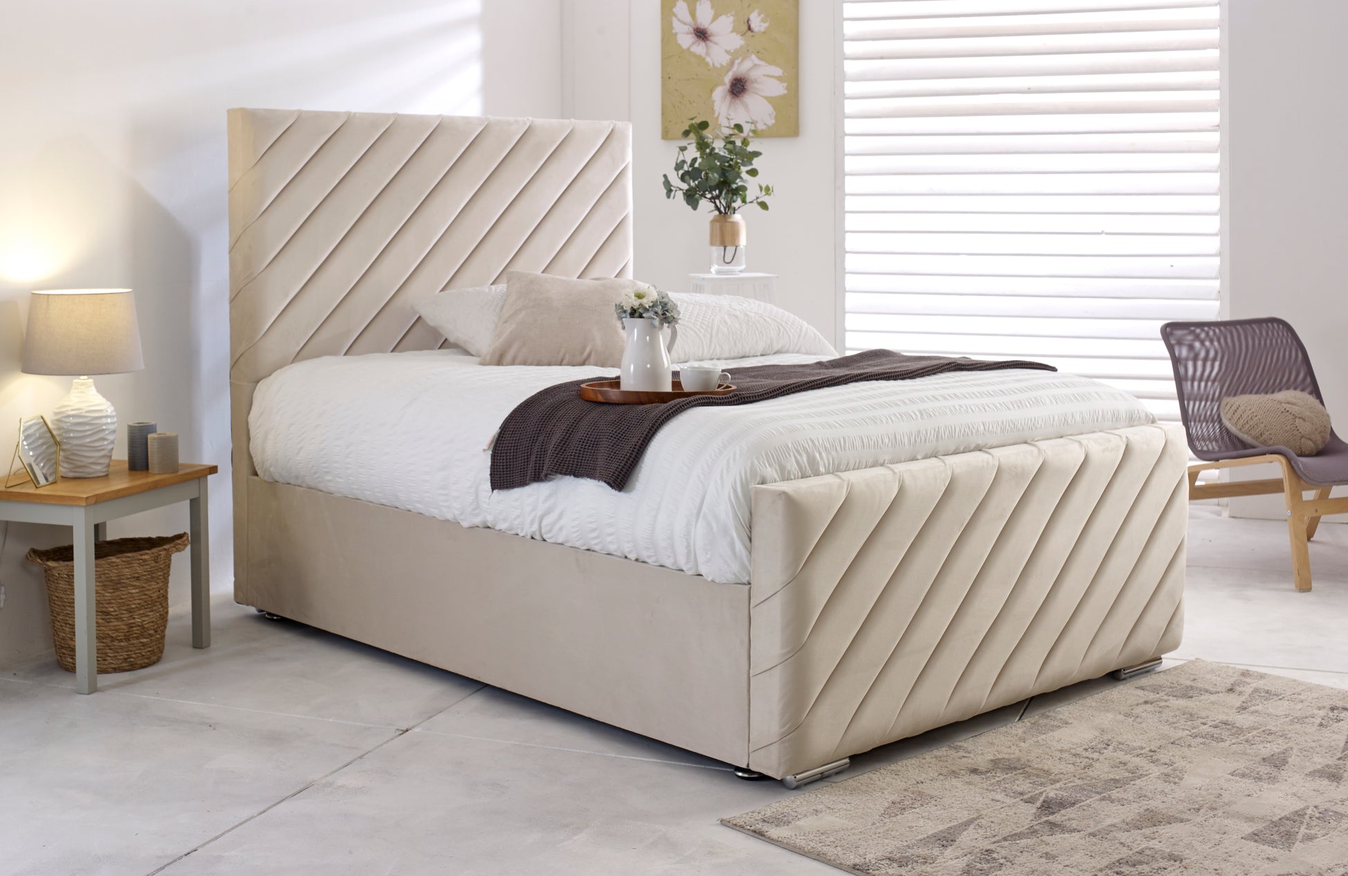 Singapore Ottoman Cream Bed Frame - Beds Birmingham