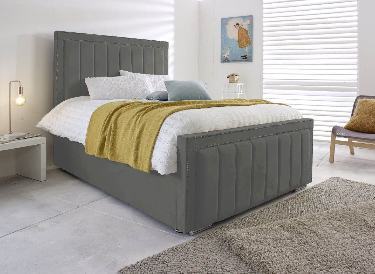 grey bed frame