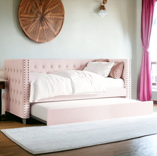 Single Day Bed Sofa with Trundle in Pink by Rustic charm interior