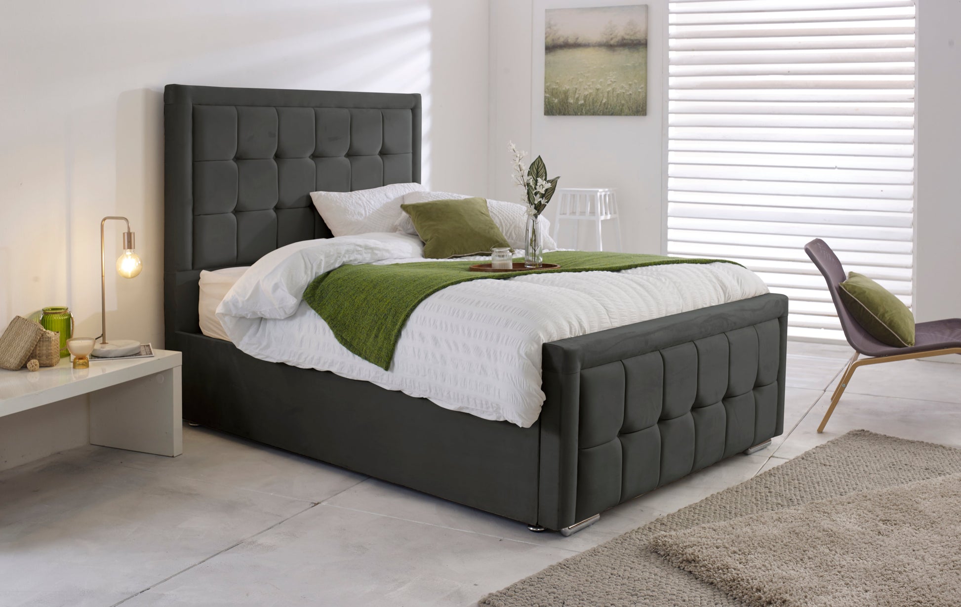 navy blue ottoman bed