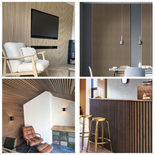 Acoustic Wood Wall Panels Slat Autumn Fragrant Wood Wall Cladding Panels 2400x600mm